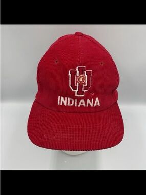 Vintage 90s (rare find) IU Corduroy Baseball Cap - Red with White Embroidery